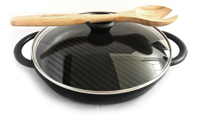 Jean Patrique The Whatever Pan XL - Cast Aluminium Griddle Pan with Glass Lid 11.8 Inches